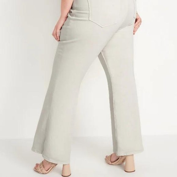 Old Navy Higher High-Rise Off-White Side-Split Flare Jeans for Women New - Picture 12 of 12